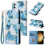 Custodia in pelle con cuciture effetto marmo bronzato per Samsung Galaxy S25+