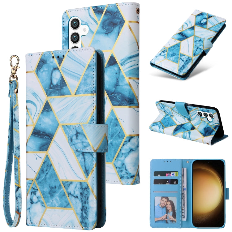 Custodia in pelle con cuciture effetto marmo bronzato per Samsung Galaxy S25+