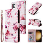 Custodia in pelle con cuciture effetto marmo bronzato per Samsung Galaxy S25+