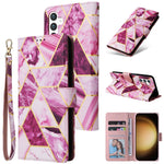 Custodia in pelle con cuciture effetto marmo bronzato per Samsung Galaxy S25+