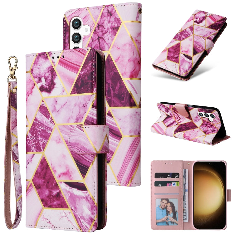 Custodia in pelle con cuciture effetto marmo bronzato per Samsung Galaxy S25+
