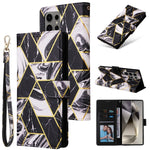 Custodia in pelle con cuciture effetto marmo bronzato per Samsung Galaxy S25+