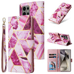 Custodia in pelle con cuciture effetto marmo bronzato per Samsung Galaxy S25+