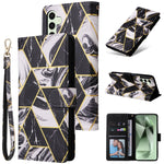 Custodia in pelle con cuciture effetto marmo bronzato per Samsung Galaxy S25+