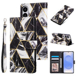 Custodia in pelle con cuciture effetto marmo per Samsung Galaxy S26+ 5G e