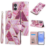 Custodia in pelle con cuciture effetto marmo per Samsung Galaxy S26+ 5G e