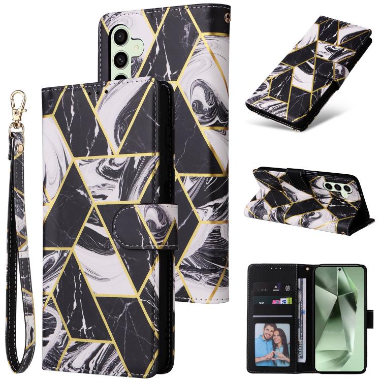 Custodia in pelle con cuciture effetto marmo per Samsung Galaxy S26+ 5G e