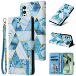 Custodia in pelle con cuciture effetto marmo per Samsung Galaxy S26+ 5G e