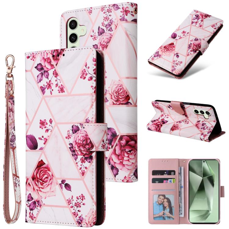 Custodia in pelle con cuciture effetto marmo per Samsung Galaxy S26+ 5G e