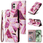 Custodia in pelle con cuciture effetto marmo per Samsung Galaxy S26+ 5G e