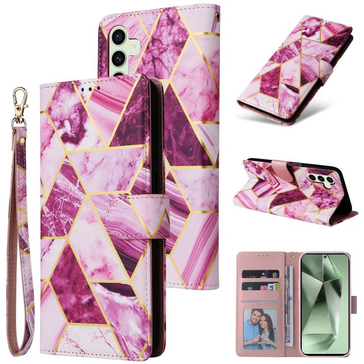 Custodia in pelle con cuciture effetto marmo per Samsung Galaxy S26+ 5G e