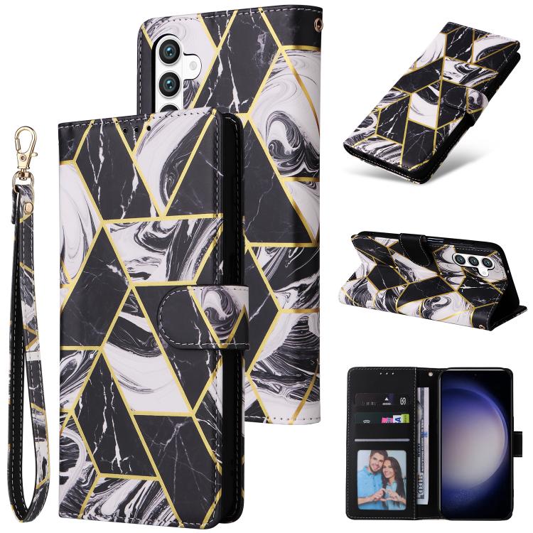 Custodia in pelle con cuciture effetto marmo per Samsung Galaxy S26+ 5G e