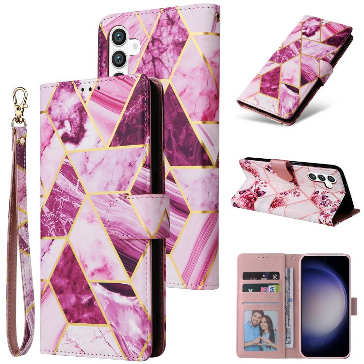 Custodia in pelle con cuciture effetto marmo per Samsung Galaxy S26+ 5G e