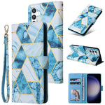 Custodia in pelle con cuciture effetto marmo per Samsung Galaxy S26+ 5G e