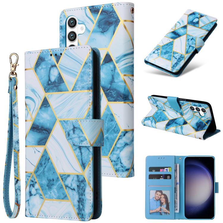 Custodia in pelle con cuciture effetto marmo per Samsung Galaxy S26+ 5G e
