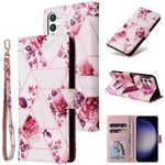 Custodia in pelle con cuciture effetto marmo per Samsung Galaxy S26+ 5G e