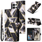 Custodia in pelle con cuciture effetto marmo per Samsung Galaxy S26+ 5G e