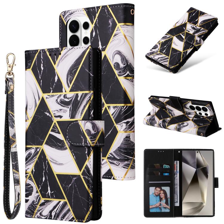 Custodia in pelle con cuciture effetto marmo per Samsung Galaxy S26+ 5G e