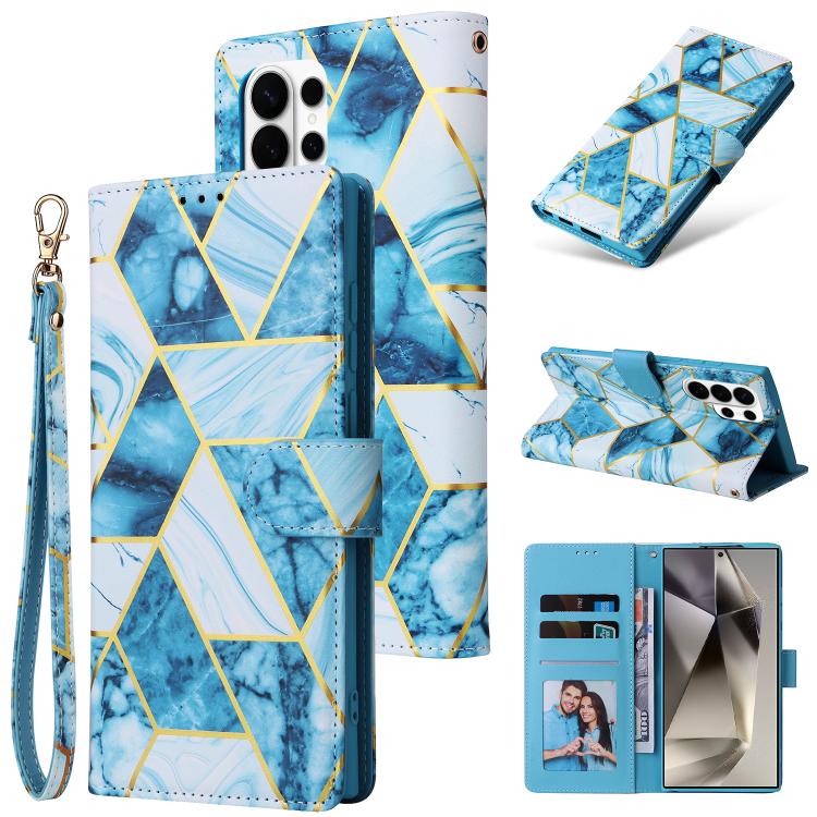 Custodia in pelle con cuciture effetto marmo per Samsung Galaxy S26+ 5G e