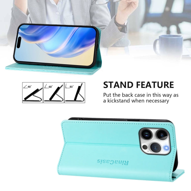 RC01 Custodia per telefono in pelle RFID con ventosa magnetica a doppia piega, For iPhone 16 Pro, For iPhone 16 Plus, For iPhone 16