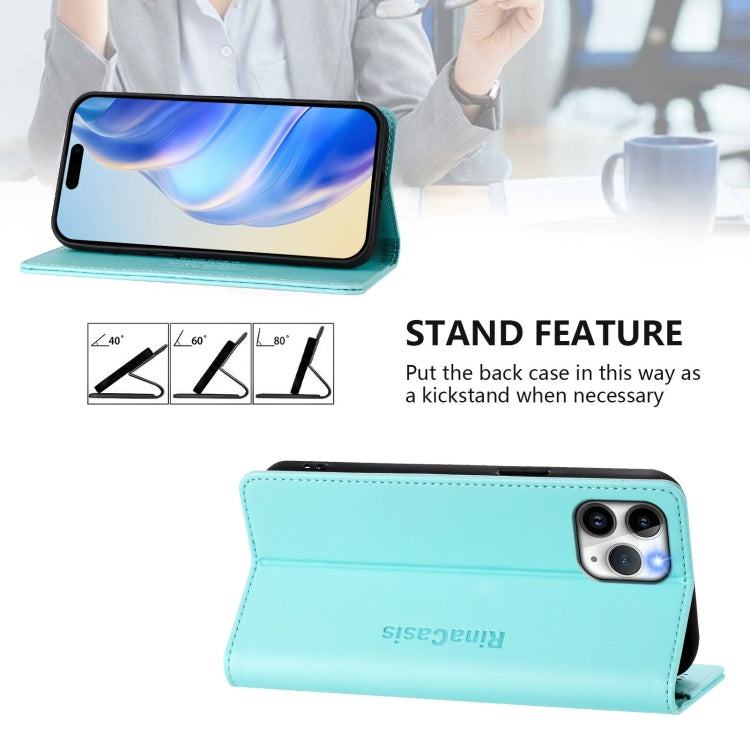 RC01 Custodia per telefono in pelle RFID con ventosa magnetica a doppia piega, For iPhone 11 Pro Max, For iPhone 11, For iPhone 11 Pro