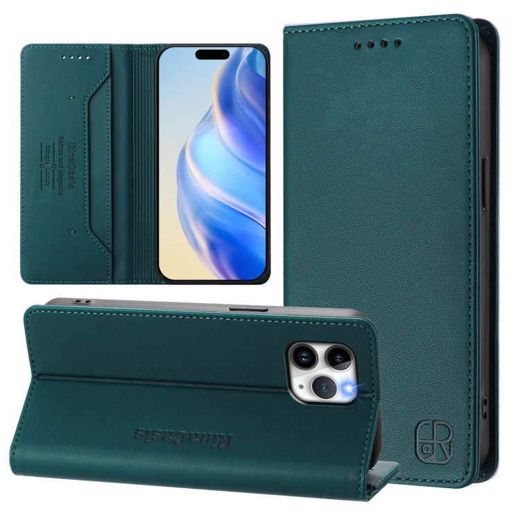 RC01 Custodia per telefono in pelle RFID con ventosa magnetica a doppia piega, For iPhone 11 Pro Max, For iPhone 11, For iPhone 11 Pro