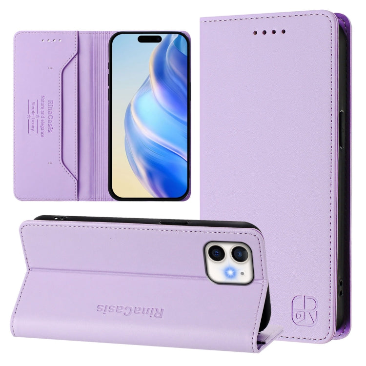 RC01 Custodia per telefono in pelle RFID con ventosa magnetica a doppia piega, For iPhone 11 Pro Max, For iPhone 11, For iPhone 11 Pro