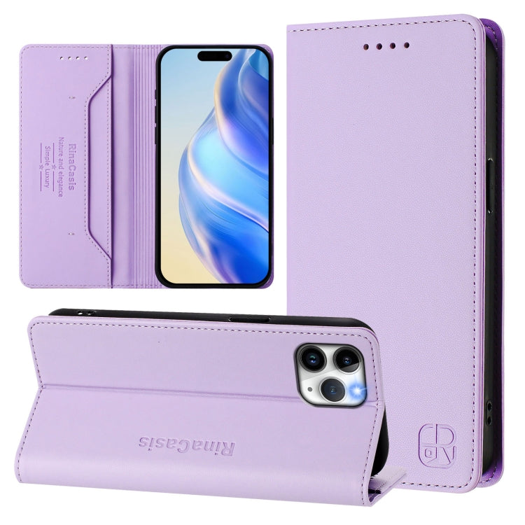 RC01 Custodia per telefono in pelle RFID con ventosa magnetica a doppia piega, For iPhone 11 Pro Max, For iPhone 11, For iPhone 11 Pro