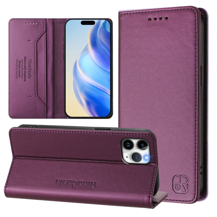 RC01 Custodia per telefono in pelle RFID con ventosa magnetica a doppia piega, For iPhone 11 Pro Max, For iPhone 11, For iPhone 11 Pro