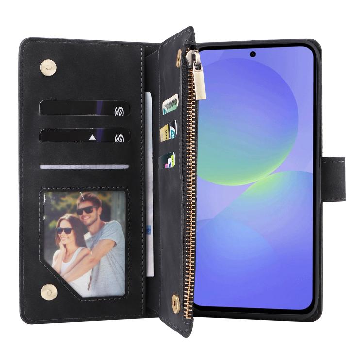 Portafoglio multifunzionale con cerniera smerigliata in pelle per Galaxy A27