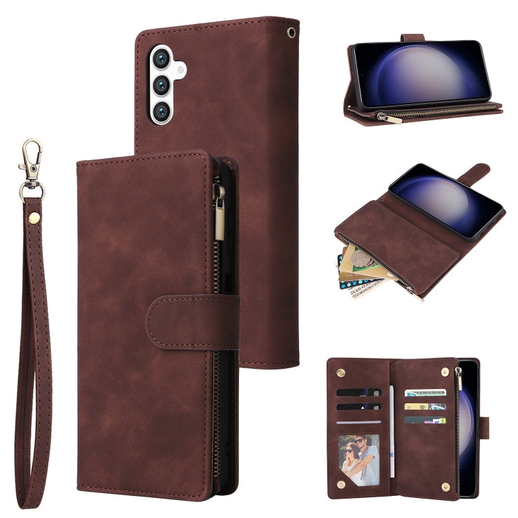 Portafoglio multifunzionale con cerniera smerigliata in pelle per telefono, For Galaxy S25 FE 5G, For Galaxy S25 Edge 5G, For Galaxy S25 5G, For Galaxy S25+ 5G