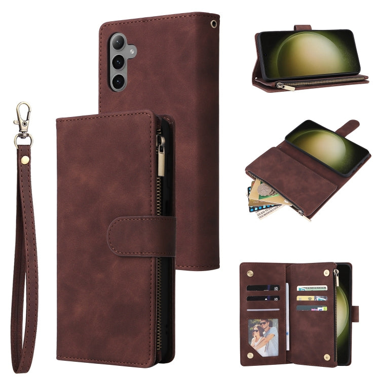 Portafoglio multifunzionale con cerniera smerigliata in pelle per telefono, For Galaxy S25 FE 5G, For Galaxy S25 Edge 5G, For Galaxy S25 5G, For Galaxy S25+ 5G