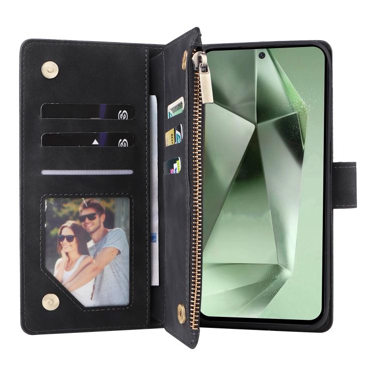 Portafoglio multifunzionale con cerniera smerigliata in pelle per telefono, For Galaxy S25 FE 5G, For Galaxy S25 Edge 5G, For Galaxy S25 5G, For Galaxy S25+ 5G