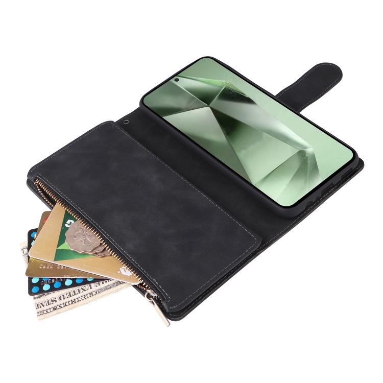 Portafoglio multifunzionale con cerniera smerigliata in pelle per telefono, For Galaxy S25 FE 5G, For Galaxy S25 Edge 5G, For Galaxy S25 5G, For Galaxy S25+ 5G