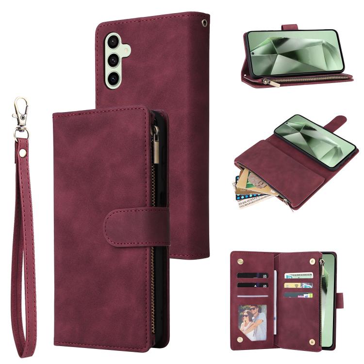 Portafoglio multifunzionale con cerniera smerigliata in pelle per telefono, For Galaxy S25 FE 5G, For Galaxy S25 Edge 5G, For Galaxy S25 5G, For Galaxy S25+ 5G
