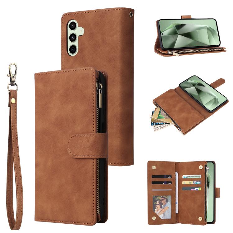 Portafoglio multifunzionale con cerniera smerigliata in pelle per telefono, For Galaxy S25 FE 5G, For Galaxy S25 Edge 5G, For Galaxy S25 5G, For Galaxy S25+ 5G