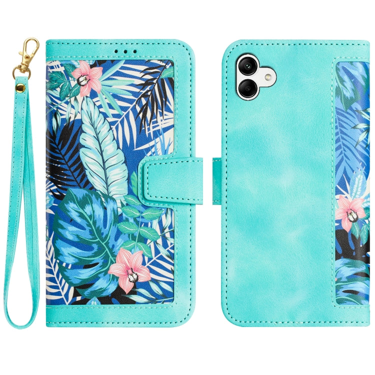 Custodia in pelle con motivo floreale e cordino per Samsung Galaxy A15 5G, A55
