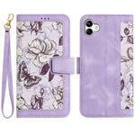 Custodia in pelle con motivo floreale e cordino per Samsung Galaxy A15 5G, A55