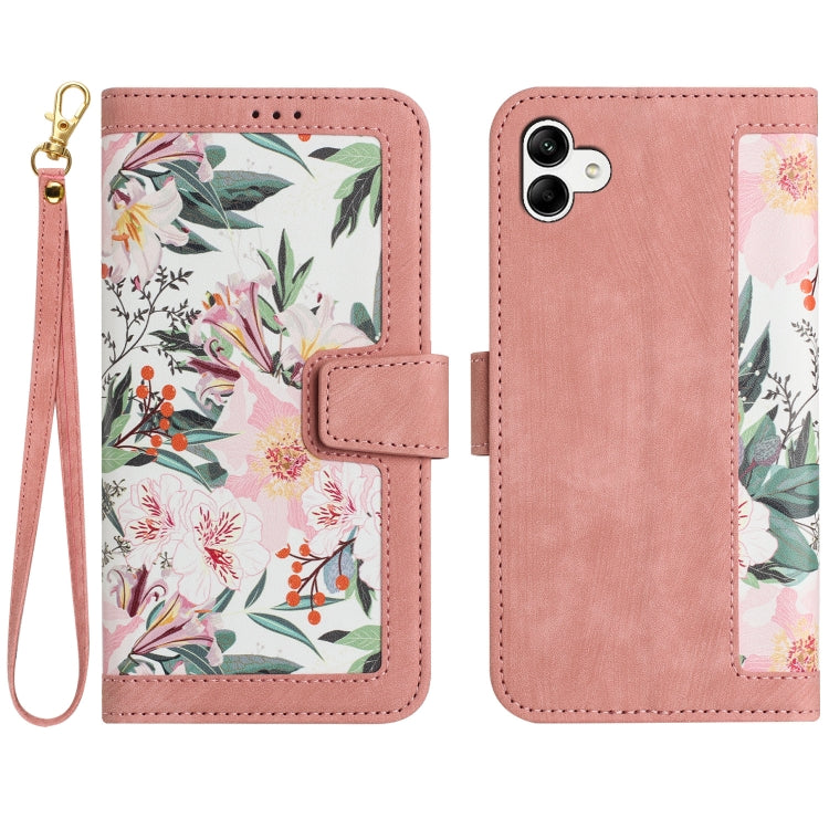Custodia in pelle con motivo floreale e cordino per Samsung Galaxy A15 5G, A55