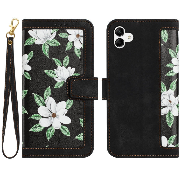 Custodia in pelle con motivo floreale e cordino per Samsung Galaxy A15 5G, A55