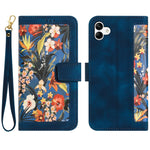 Custodia in pelle con motivo floreale e cordino per Samsung Galaxy A15 5G, A55