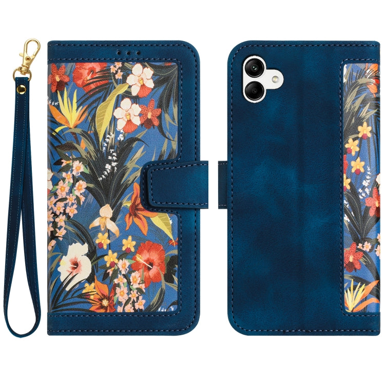 Custodia in pelle con motivo floreale e cordino per Samsung Galaxy A15 5G, A55