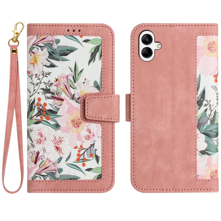 Custodia in pelle con motivo floreale e cordino per Samsung Galaxy A26 5G, A36