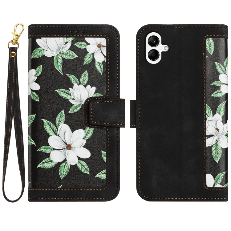 Custodia in pelle con motivo floreale e cordino per Samsung Galaxy A26 5G, A36