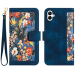 Custodia in pelle con motivo floreale e cordino per Samsung Galaxy A26 5G, A36