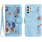 Custodia in pelle con motivo floreale e cordino per Samsung Galaxy A33 A13 A22