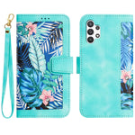 Custodia in pelle con motivo floreale e cordino per Samsung Galaxy A33 A13 A22