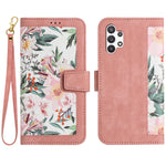 Custodia in pelle con motivo floreale e cordino per Samsung Galaxy A33 A13 A22