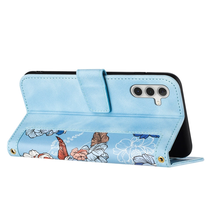 Custodia in pelle con motivo floreale e cordino per Samsung Galaxy A15 5G, A55