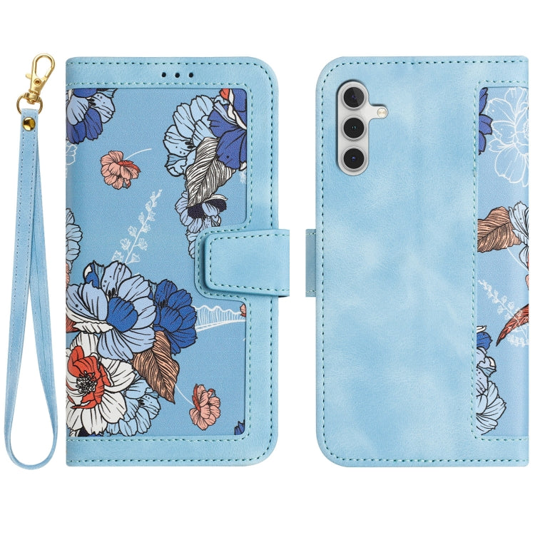 Custodia in pelle con motivo floreale e cordino per Samsung Galaxy A15 5G, A55